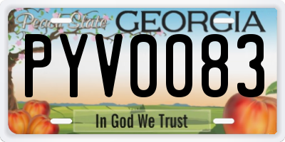 GA license plate PYV0083