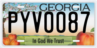 GA license plate PYV0087