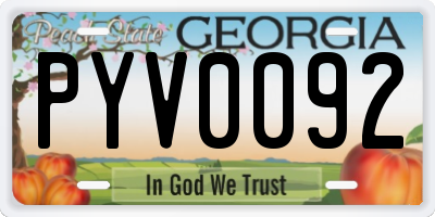GA license plate PYV0092