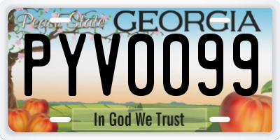 GA license plate PYV0099