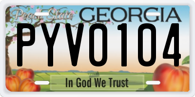 GA license plate PYV0104