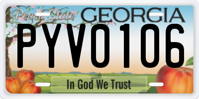 GA license plate PYV0106