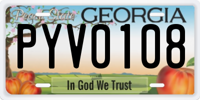 GA license plate PYV0108