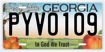 GA license plate PYV0109