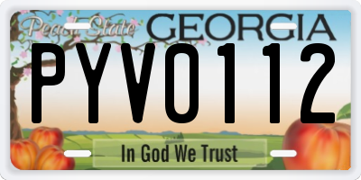 GA license plate PYV0112