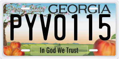 GA license plate PYV0115