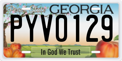 GA license plate PYV0129