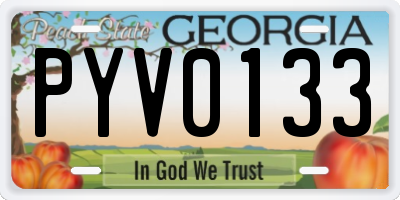 GA license plate PYV0133