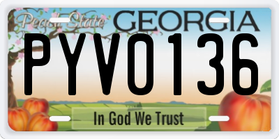 GA license plate PYV0136