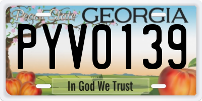 GA license plate PYV0139