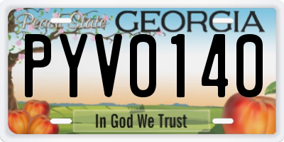 GA license plate PYV0140