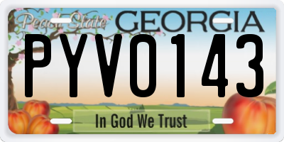 GA license plate PYV0143
