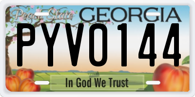 GA license plate PYV0144