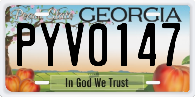 GA license plate PYV0147