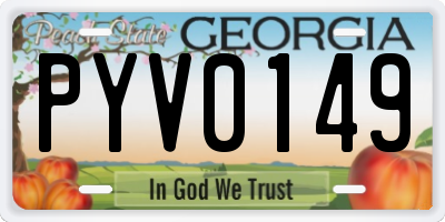 GA license plate PYV0149