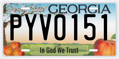 GA license plate PYV0151