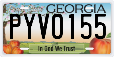 GA license plate PYV0155
