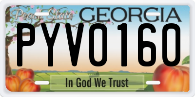 GA license plate PYV0160