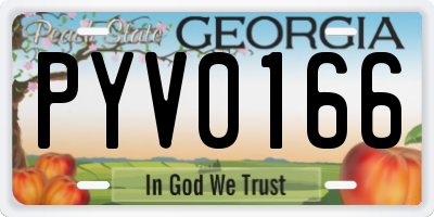 GA license plate PYV0166