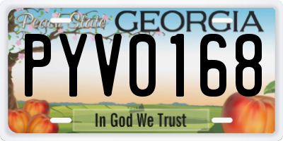 GA license plate PYV0168