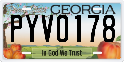 GA license plate PYV0178