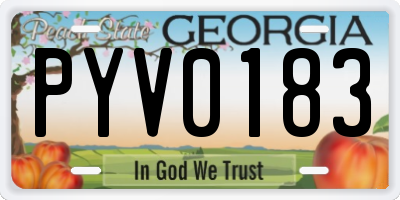 GA license plate PYV0183