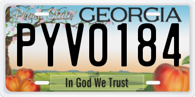 GA license plate PYV0184