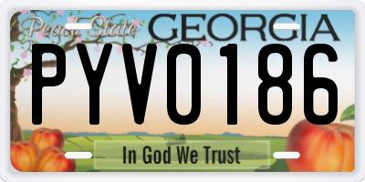 GA license plate PYV0186