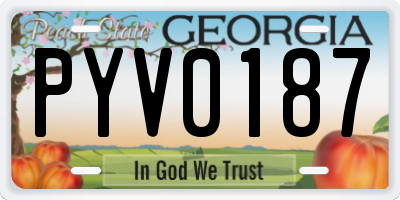 GA license plate PYV0187