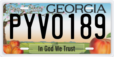 GA license plate PYV0189