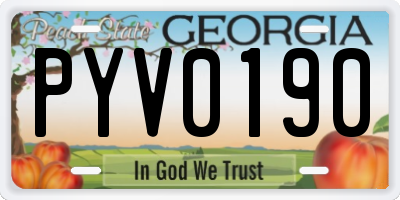 GA license plate PYV0190