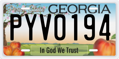 GA license plate PYV0194