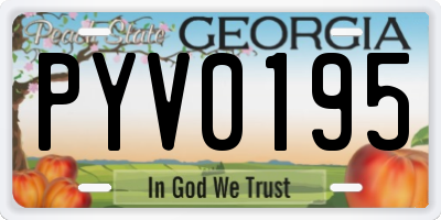 GA license plate PYV0195