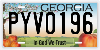 GA license plate PYV0196