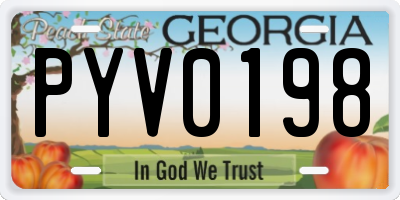 GA license plate PYV0198