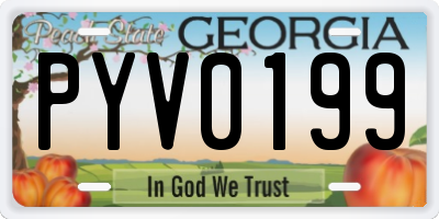 GA license plate PYV0199