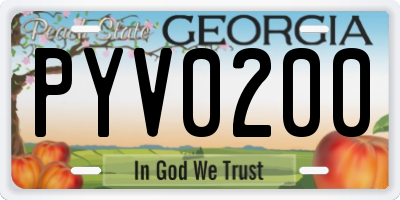 GA license plate PYV0200