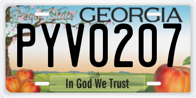 GA license plate PYV0207