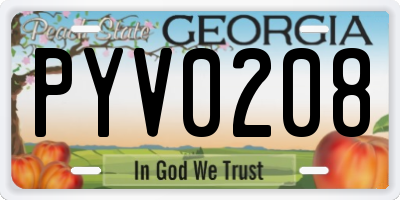 GA license plate PYV0208