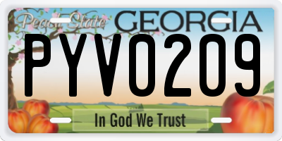 GA license plate PYV0209