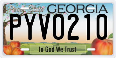 GA license plate PYV0210