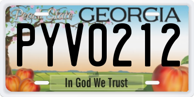 GA license plate PYV0212