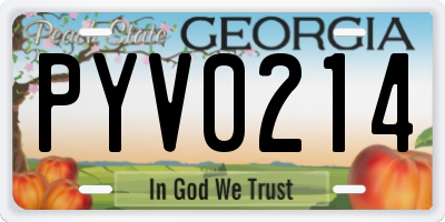 GA license plate PYV0214