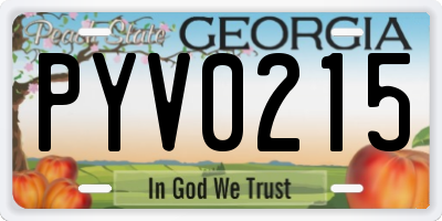 GA license plate PYV0215