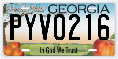 GA license plate PYV0216