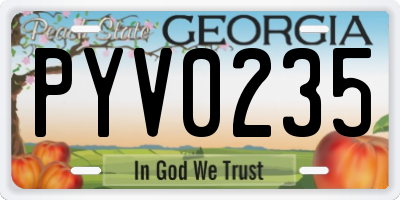 GA license plate PYV0235