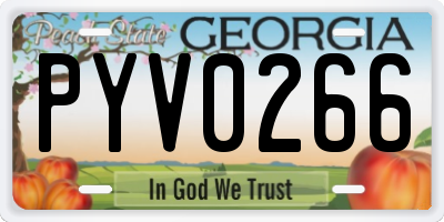 GA license plate PYV0266