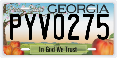 GA license plate PYV0275