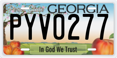 GA license plate PYV0277