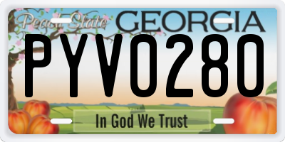 GA license plate PYV0280